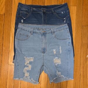 Plus Size Distressed Stretch Shorts Size 2X Lot Of 2 Pair
